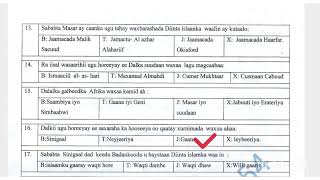 Imtixaanka Dowlada 2023 fasalka 8aad maadada cilmiga bulshadaq2aad [upl. by Airol]