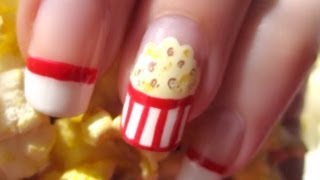 Movie Night Popcorn Nail Art  CutePolish  Disney Style [upl. by Leilani]