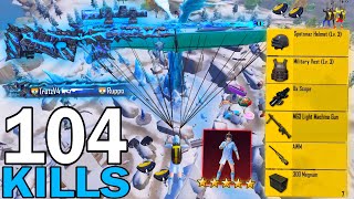 104 KILLS😍 NEW BEST LOOT GAMEPLAY with FULL GLACIER SET🔥SAMSUNGA7A8J4J5J6J7J2J3XSA3A4 [upl. by Templas118]