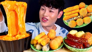 ASMR 봉길이네 분식집 치즈가득 떡볶이 김말이 치즈스틱 양념순대 고추참치 유부초밥 먹방 Cheese Tteokbokki With Cheese Stick🧀Ball MuKBang [upl. by Papp104]