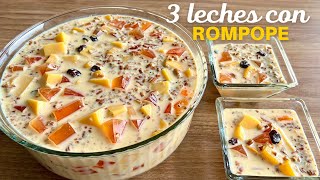 ENSALADA DE GELATINA 3 LECHES CON ROMPOPE  POSTRE FÁCIL  POSTRES CON IXCHEL [upl. by Pacificia747]