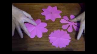 Cortar flores de papel de 8 pétalos  Cut 8 petals paper flowers [upl. by Aba]