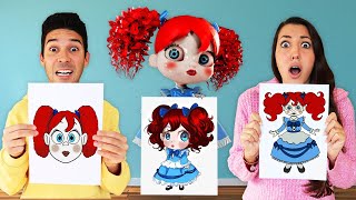 CHI DISEGNA LA BAMBOLA POPPY PLAYTIME PIÙ BELLO VINCE E SCAPPA DA HUGGY WUGGY challenge [upl. by Ardnas]