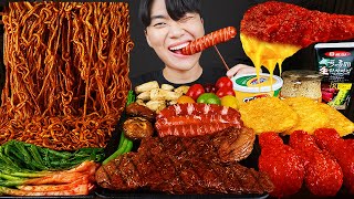 ASMR MUKBANG 직접 만든 양념 치킨먹방 스테이크 짜파게티 레시피 amp 먹방 FRIED CHICKEN AND BLACK BEAN NOODLES EATING SOUND [upl. by Alten]