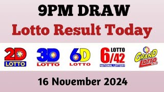 Lotto Result Today 9pm live draw November 16 2024 Swertres Ez2 PCSO live result [upl. by Avid]