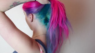 Magenta Violet amp Turquoise Hair Dye Tutorial [upl. by Alyose]