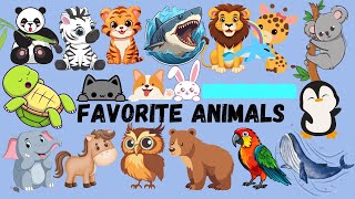 Learn Kids Favorite Animals From LION  TIGER  PANDA  TURTLE  SHARK  PENGUIN  ELEPHANT  CAT [upl. by Felicity]