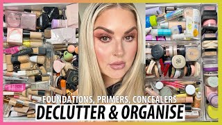 Declutter 🗑️ GETTING RID OF HALF MY MAKEUP 😱 foundations concealers amp powder [upl. by Ahtabat116]