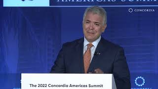 Leadership Award Presentation w Iván Duque President of Colombia  2022 Concordia Americas Summit [upl. by Ihtak]