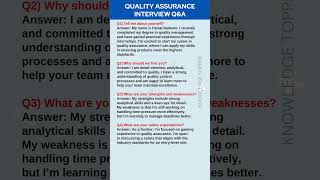 Quality Assurance Interview Questions and Answers [upl. by Tildi]