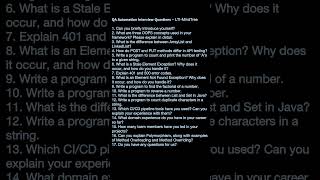 Latest LTIMindTree round1 Interview Questions asked for Automation QA JAVA  SDETQA Automation [upl. by Asilem]