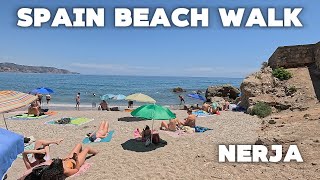 Nerja Spain Beach Walk  Amazing Playa Calahonda  Malaga Europe 4K Hot Summer Relaxing walking [upl. by Yrallam832]