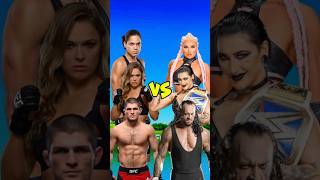 WWE VS UFC  Undertaker Rhea Tiffany vs Khabib Amanda Ronda  😈 wwe shorts [upl. by Aicats]