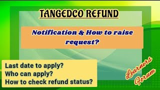 TANGEDCO REFUND  How to apply to get refund  Complete details [upl. by Cnut]