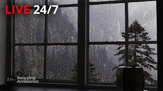 🔴Rain Sound On Window with Thunder SoundsㅣHeavy Rain for Sleep Study and Relaxation Meditation [upl. by Adnuhsed]