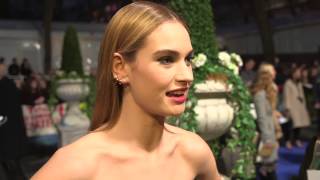 Cinderella Lily James London Red Carpet Premiere Interview  ScreenSlam [upl. by Quinton]