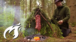 Riesenfleischlappen im Wald geräuchert und gegrillt Fire Kitchen ASMR 🔥🔥🔥 [upl. by Elyk]