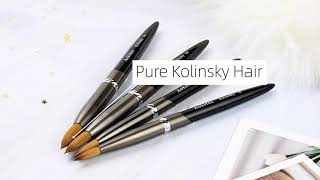 Aokitec Black Metal Kolinsky Nail Brush  Nail Polishing Acrylic Gel Nail Nail Extender [upl. by Kinch]