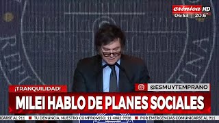 Javier Milei habló de los planes sociales ¿qué dijo [upl. by Anaert]