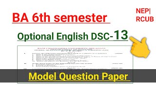 BA 6th semester  optional English dsc 13  model question paper  RCUB  NEP [upl. by Marie-Jeanne993]