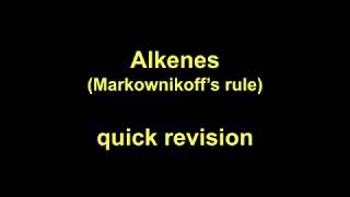 Quick Revision  Alkenes Markownikoffs rule [upl. by Anyzratak808]