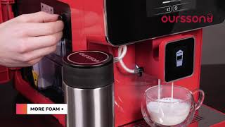 Espressor automat Oursson AM6250RD setare spuma pentru cappuccino [upl. by Cioban]