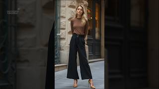 2024 Autumn fall street fashions  wide trousers outfit styles [upl. by Lumbard589]