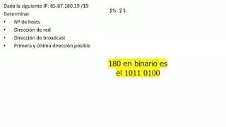 Cálculo Nº hosts dirección de red y broadcast primera y última direcciones posibles [upl. by Jamil]