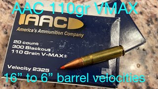 AAC 110gr 300 Blackout16” to 6” velocities [upl. by Betteanne]