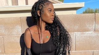 heart part braid tutorial w curly quick weave [upl. by Halik]