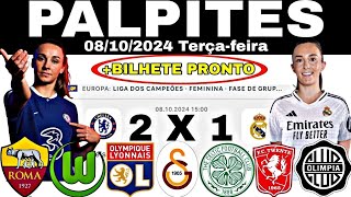 PALPITES DE FUTEBOL PARA HOJE 08102024 BILHETE PRONTO TERÃ‡AFEIRA BET WINS LIGA DOS CAMPEÃ•ES [upl. by Ylaek]