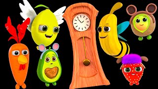 Hickory Dickory Dock  Baby Sensory Dance Party  Funky Fruits Fun Animation and Upbeat Music [upl. by Ihpen550]