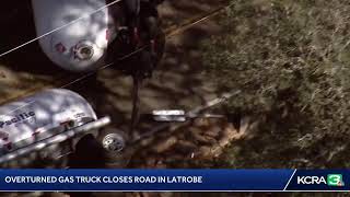 LiveCopter3 is flying over an overturned big rig in Latrobe that has caused road closures [upl. by Gretel]