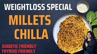 Weightloss Breakfast  OIL FREE Millets Chilla  Jowar Chilla Recipe  Diabetic Friendly Recipes [upl. by Annavahs]