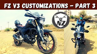 Fully Modified Fz V3 BS6  My Yamaha FZ V3 Black Sports Bike Full Customizations  Part 3 Hindi [upl. by Gould]