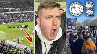 DERBY COUNTY VS BIRMINGHAM CITY  22  DERBY FANS RIOT PYROS PROTESTS amp 96TH MINUTE CARNAGE [upl. by Ymmot]