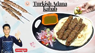 Turkish Adana Kabab Recipe  Beef Turkish kabab Without Grill At Home Tasty Food By Areeb [upl. by Doone]