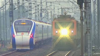 🔥 Dangerous 130 KMPH Early Morning Trains Speeding at Fastest Train Route  Vande Bharat Express [upl. by Bremser228]