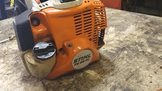 stihl fs56rc fs 56 rc trimmer recoil repair pull rope replacement [upl. by Nelyak]