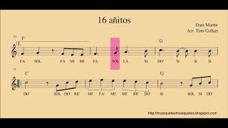 Dani Martin  16 Añitos Partitura  playback per a flauta NO melodia C instruments 90BPM [upl. by Mathilda156]