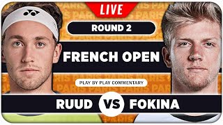 RUUD vs FOKINA • French Open 2024 • LIVE Tennis PlaybyPlay Stream [upl. by Enilesor]