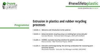 Webinar 2 Extrusion in plastics and rubber recycling processes [upl. by Cadmann]