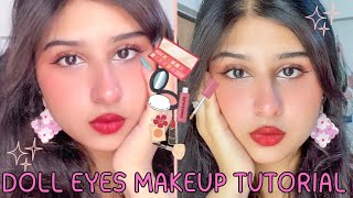 Pink Sparkly Doll Eye Makeup Tutorial 🎀💖✨ [upl. by Arbma]