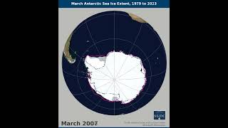 March Antarctic Sea Ice Extent 1979 to 2023 [upl. by Heindrick92]