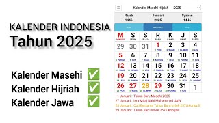 Kalender Masehi Hijriah Jawa Tahun 2025  Kalender Indonesia [upl. by Joli]