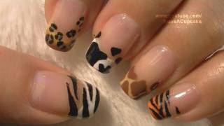 Animal Prints Nail Art Tutorial  Arte para las uñas con dibujos de manchas de animales [upl. by Meletius]