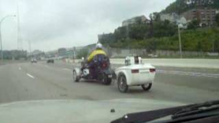 CANAM 3 WHEEL TRIKE PULLING A TRAILER IN OHIO 7292009 [upl. by Onida]