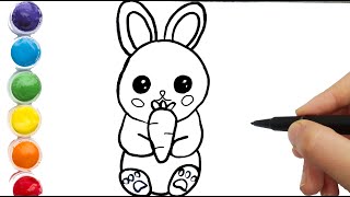 drawing rabbit easy drawing rabbit cute [upl. by Kazim327]