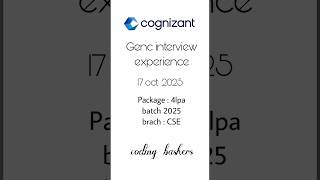 Cognizant latest interview experience cognizant cognizantgenc campusdrive placements salary [upl. by Bray24]