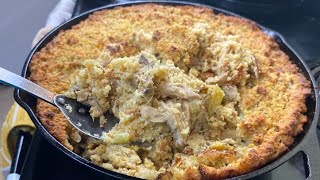 BEST SOUTHERN CORNBREAD CHICKEN AND DRESSING Recipe How to make Chicken and Dressing Soul Food [upl. by Laurel]